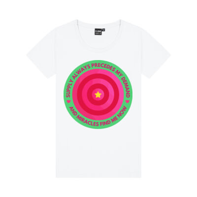 Affirmation Tee - Miracles Find Me GREEN Thumbnail